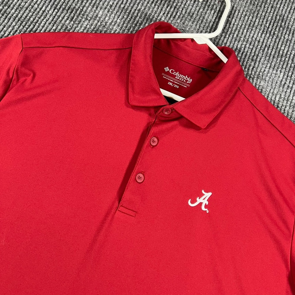 Alabama Crimson Tide Polo Shirt Mens 2XL XXL Red Short Sleeve Columbia Golf SEC